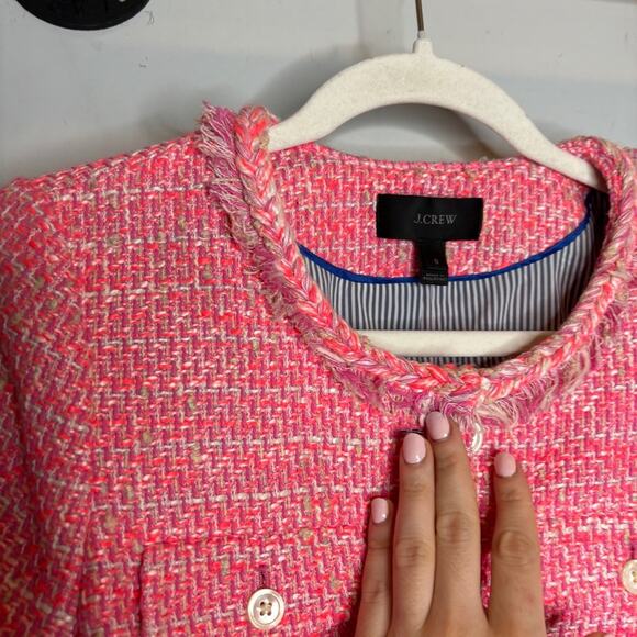 NWT J. Crew Peplum Lady Jacket in Neon Fuchsia Tweed - Picture 9 of 10